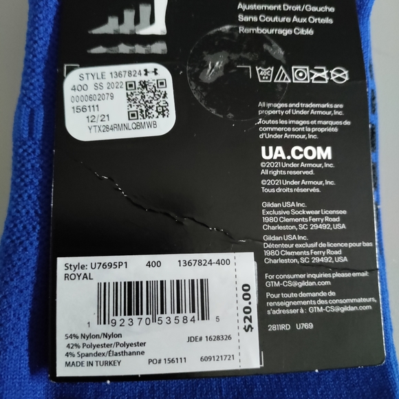 Under Armour OTC soccer Over the calf performance sport athletic sock blue NWT - Picture 10 of 12